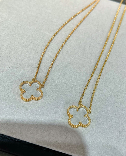 [Amore]CLOVER ROCK CRYSTAL ROSE GOLD NECKLACE