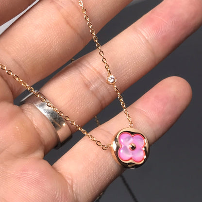 [Amore]COLOR BLOSSOM PINK MOP SUN GOLD NECKLACE