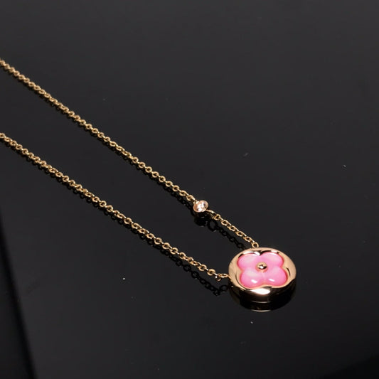 [Amore]COLOR BLOSSOM PINK MOP SUN GOLD NECKLACE