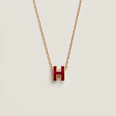 [Amore]HM CLIC RED ENAMEL GOLD NECKLACE