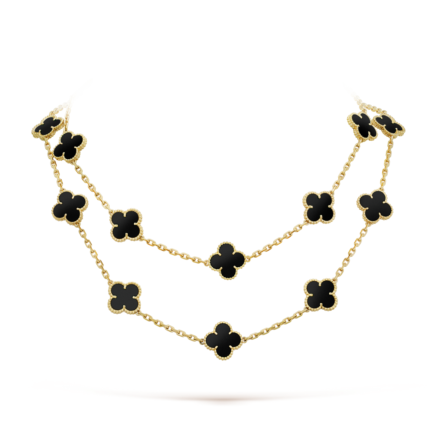 [Amore]CLOVER 20 MOTIFS ONYX NECKLACE