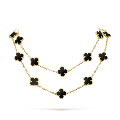 [Amore]CLOVER 20 MOTIFS ONYX NECKLACE
