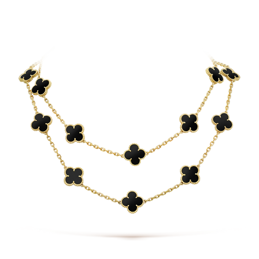 [Amore]CLOVER 20 MOTIFS ONYX NECKLACE