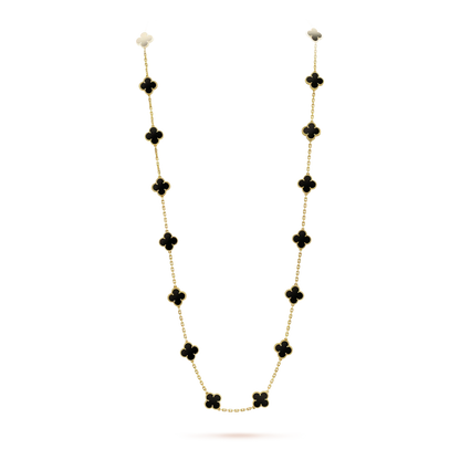 [Amore]CLOVER 20 MOTIFS ONYX NECKLACE