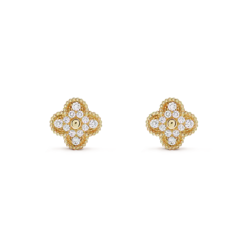 [Amore]CLOVER MEDIUM 1 MOTIFS FUll DIAMOND EARRINGS