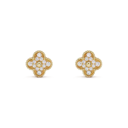[Amore]CLOVER MEDIUM 1 MOTIFS FUll DIAMOND EARRINGS