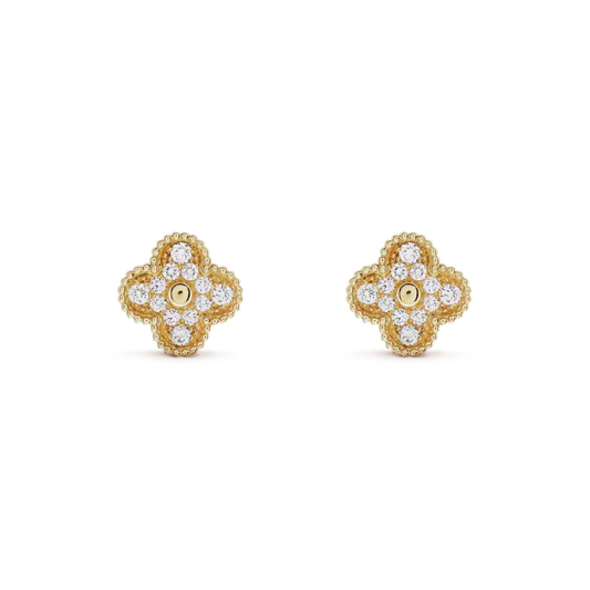 [Amore]CLOVER MEDIUM 1 MOTIFS FUll DIAMOND EARRINGS