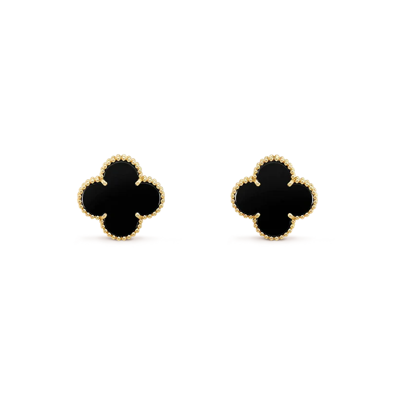 [Amore]CLOVER MEDIUM 1 MOTIFS  ONYX STUD EARRINGS