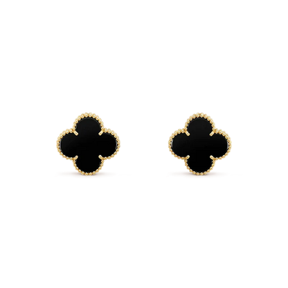[Amore]CLOVER MEDIUM 1 MOTIFS  ONYX STUD EARRINGS