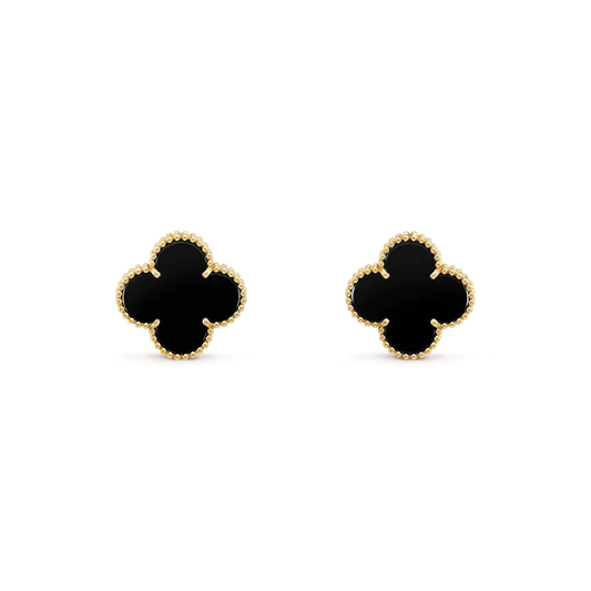 [Amore]CLOVER MEDIUM 1 MOTIFS  ONYX STUD EARRINGS