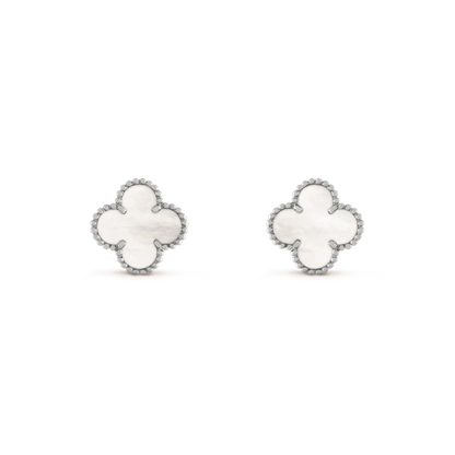 [Amore]CLOVER MEDIUM 1 MOTIFS  WHITE MOP EARRINGS SILVER