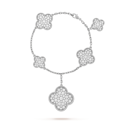 [Amore]CLOVER 6 MOTIFS SILVER DIAMOND BRACELET