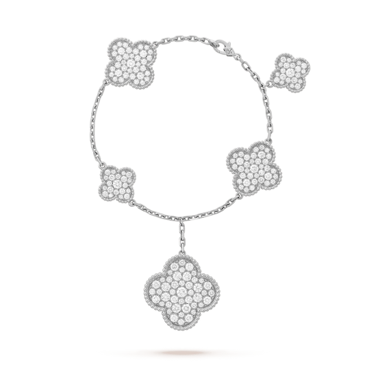 [Amore]CLOVER 6 MOTIFS SILVER DIAMOND BRACELET