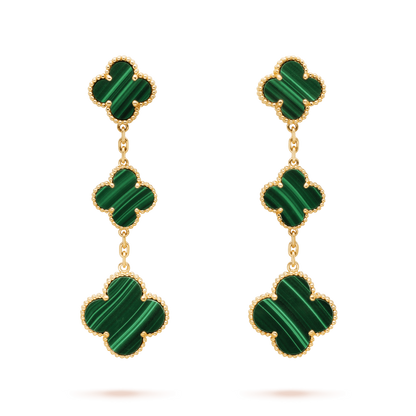 [Amore]CLOVER MALACHITE 3 MOTIFS GOLD