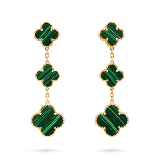 [Amore]CLOVER MALACHITE 3 MOTIFS GOLD