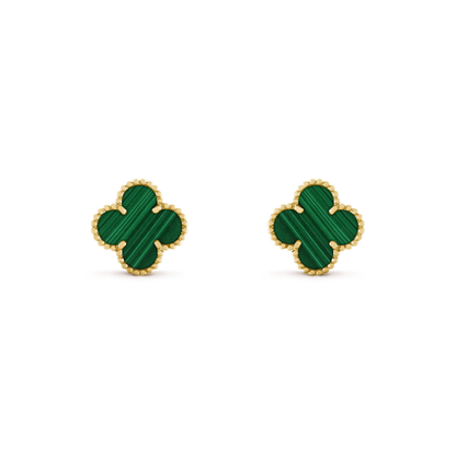 [Amore]CLOVER MEDIUM 1 MOTIFS MALACHITE  EARRINGS