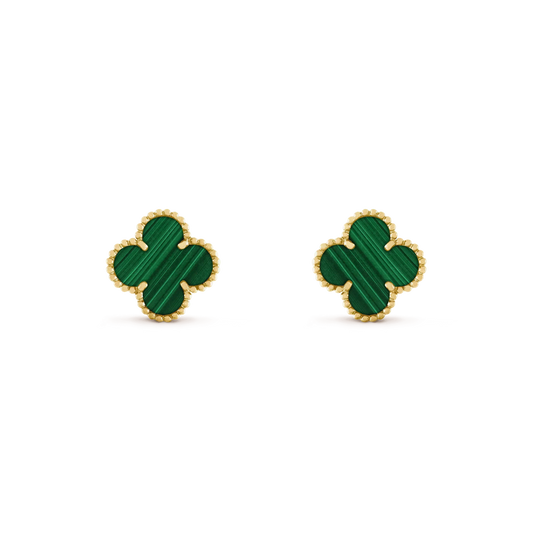[Amore]CLOVER MEDIUM 1 MOTIFS MALACHITE  EARRINGS