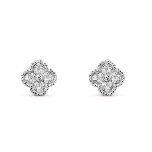 [Amore]CLOVER MINI DIAMOND STUD EARRINGS
