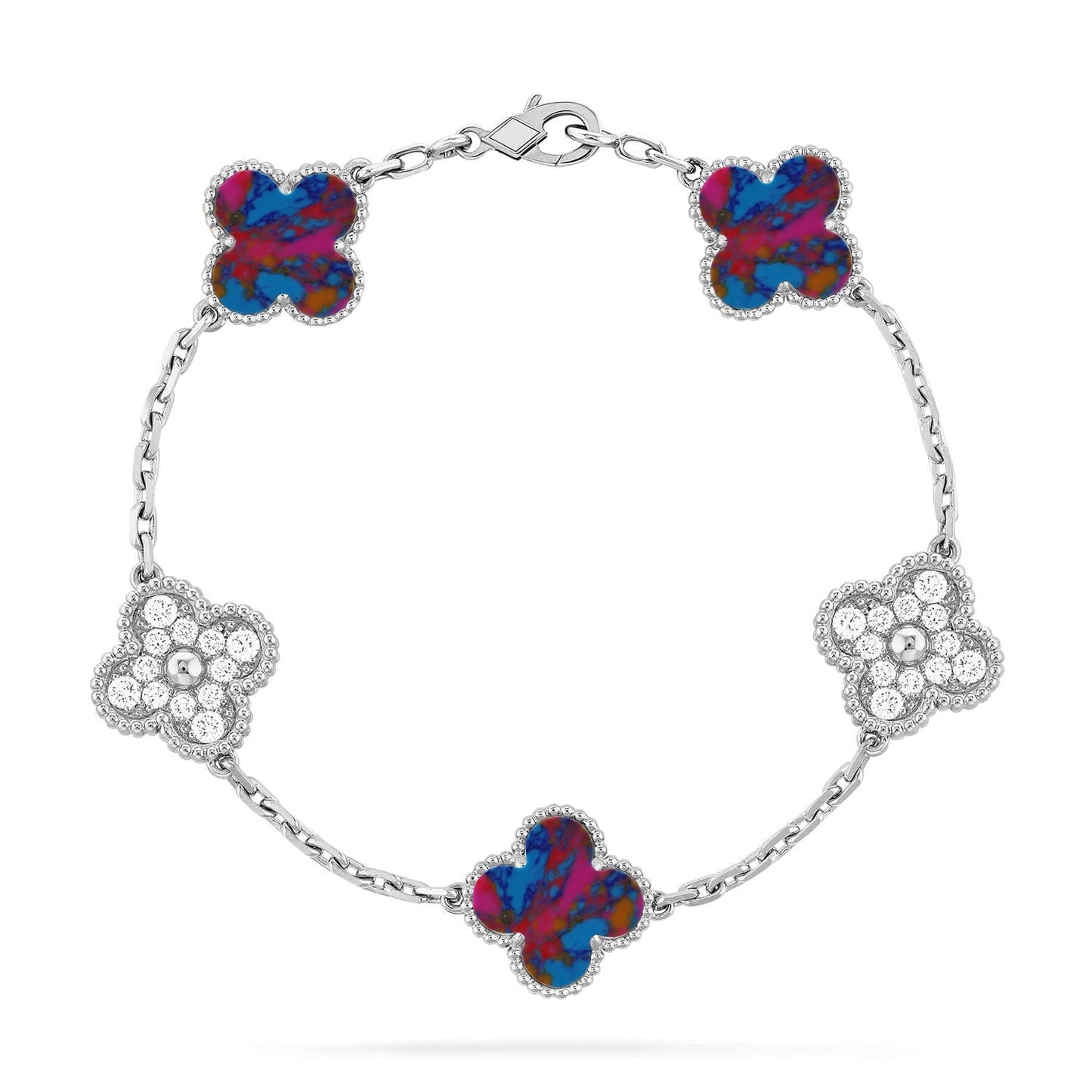 [Amore]CLOVER 5 MOTIF COLOR GEMSTONES BRACELET COLLECTION