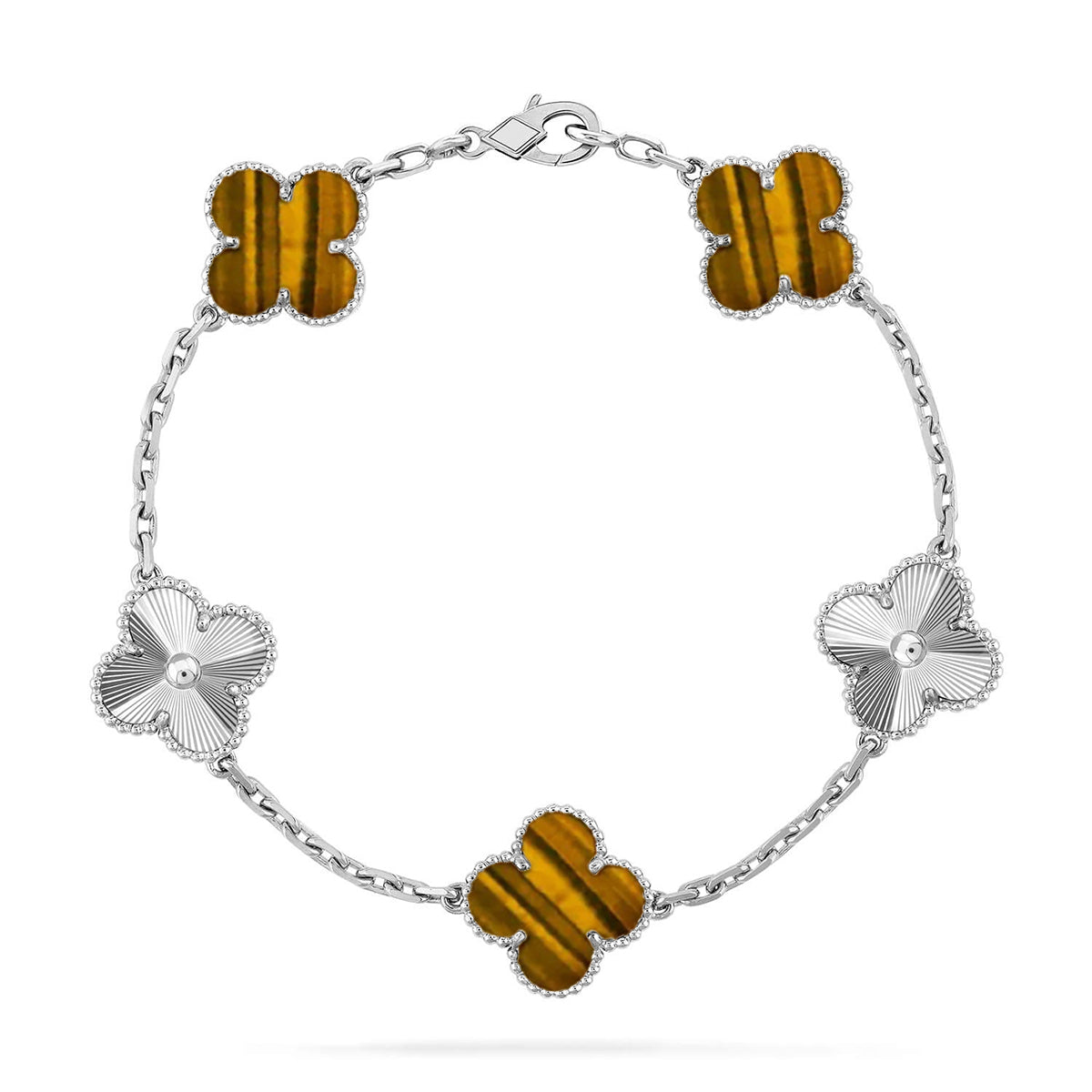 [Amore] CLOVER 5 MOTIFS TIGER EYE BRACELET COLLECTION