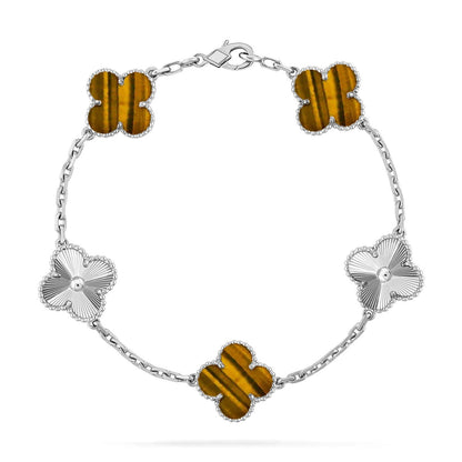 [Amore] CLOVER 5 MOTIFS TIGER EYE BRACELET COLLECTION