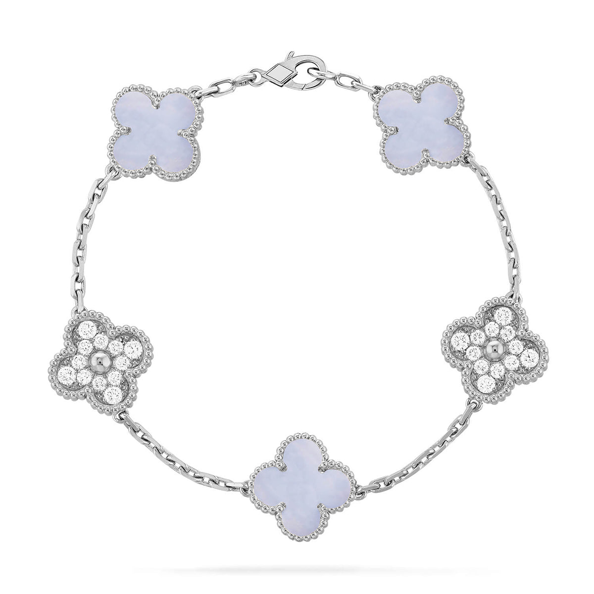 [Amore] CLOVER 5 MOTIF PURPLE CHALCEDONY BRACELET COLLECTION
