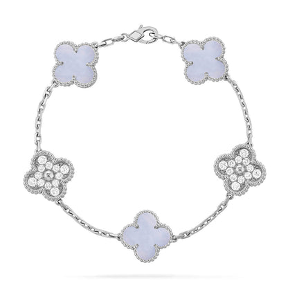 [Amore] CLOVER 5 MOTIF PURPLE CHALCEDONY BRACELET COLLECTION