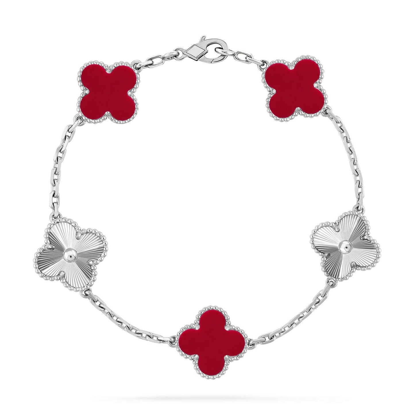 [Amore] CLOVER 5 MOTIF RED CORNELIAN BRACELET COLLECTION
