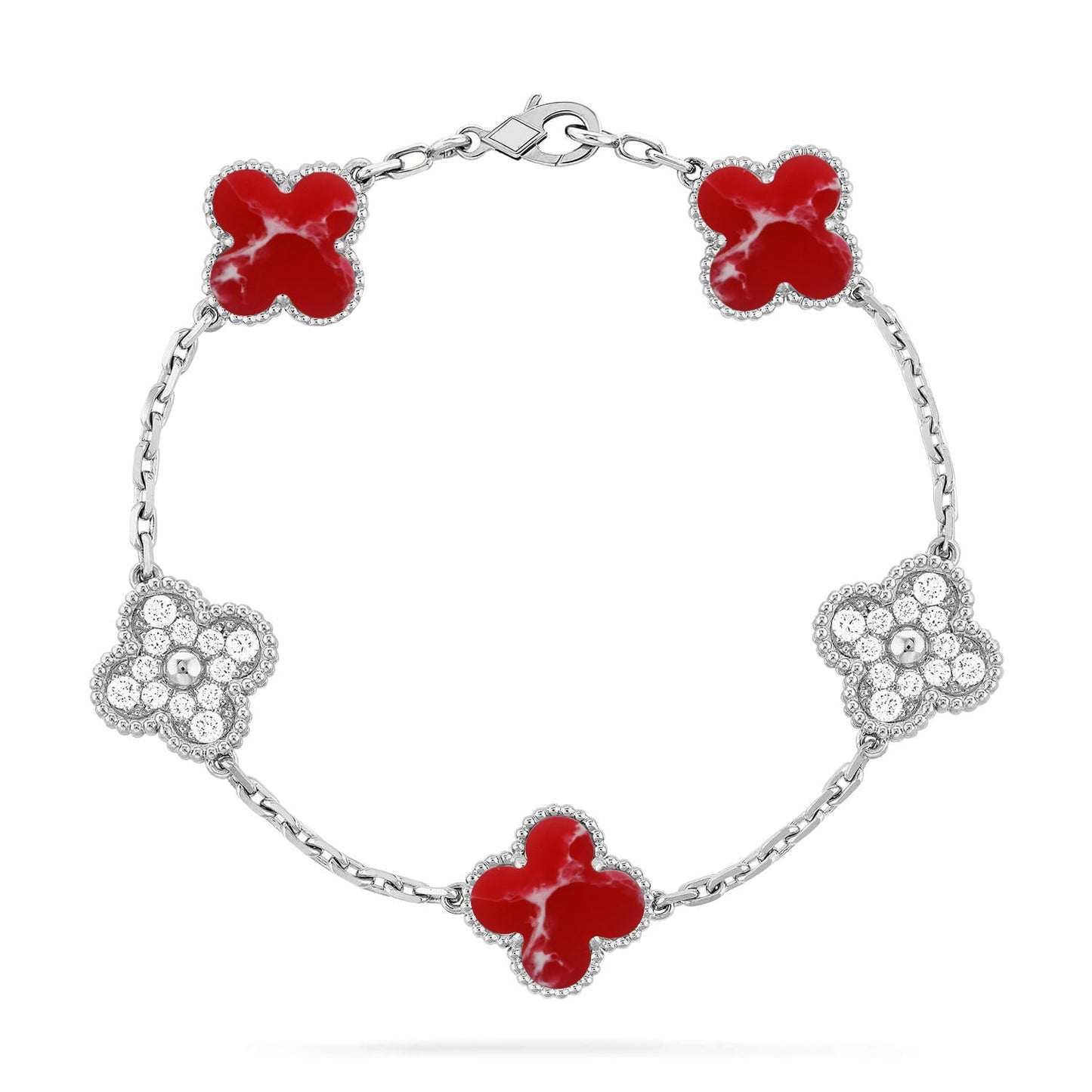 [Amore]CLOVER 5 MOTIF RED PATTERN BRACELET COLLECTION
