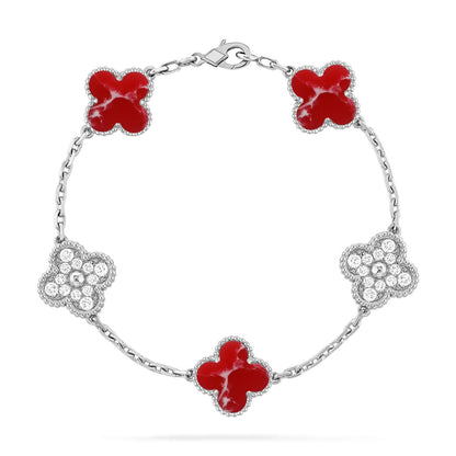 [Amore]CLOVER 5 MOTIF RED PATTERN BRACELET COLLECTION