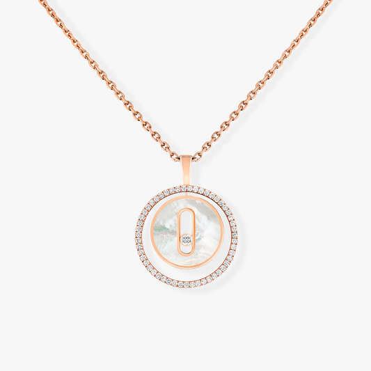 [Amore]LUCKY MOVE 1 DIAMOND WHITE MOTHER OF PEARL PINK GOLD DIAMOND NECKLACE