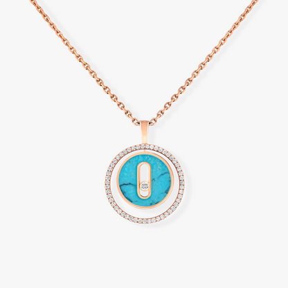 [Amore]LUCKY MOVE 1 DIAMOND TURQUOISE PINK GOLD DIAMOND NECKLACE