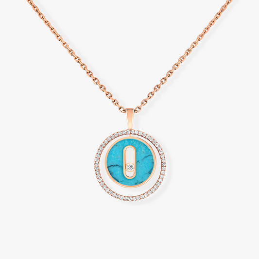 [Amore]LUCKY MOVE 1 DIAMOND TURQUOISE PINK GOLD DIAMOND NECKLACE