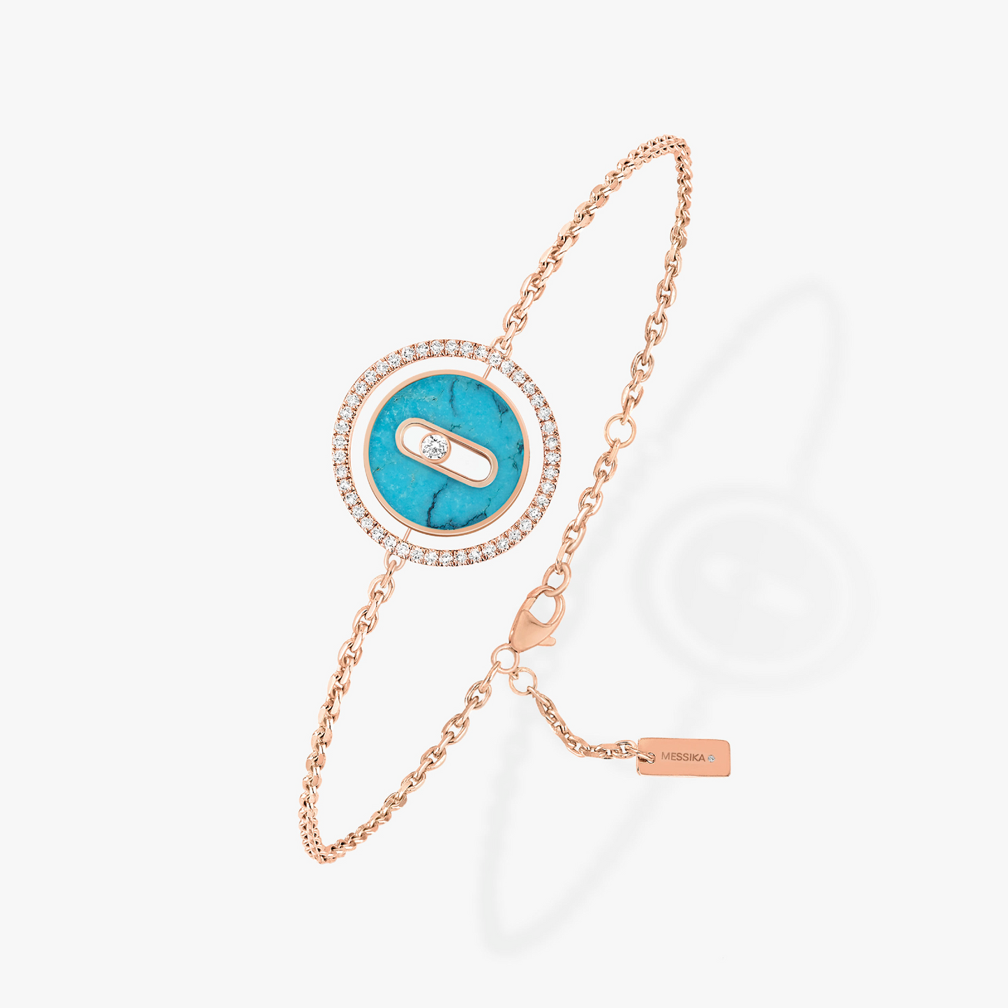 [Amore]LUCKY MOVE TURQUOISE PINK GOLD DIAMOND BRACELET