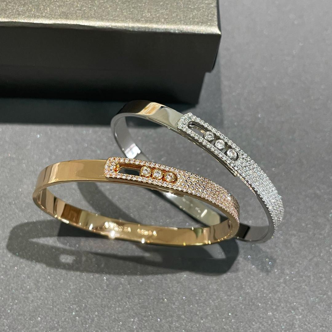 [Amore]Move Noa Rose Gold Pavé Diamond Bangle Bracelet