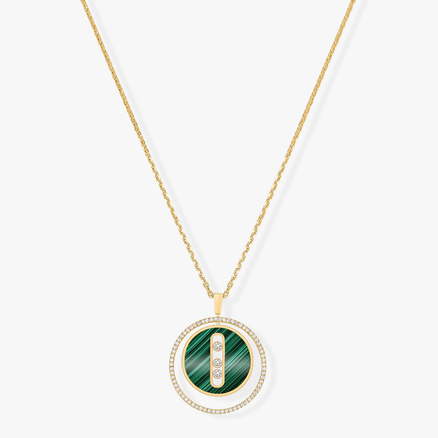 [Amore]LUCKY MOVE 3 DIAMOND MALACHITE GOLD DIAMOND NECKLACE