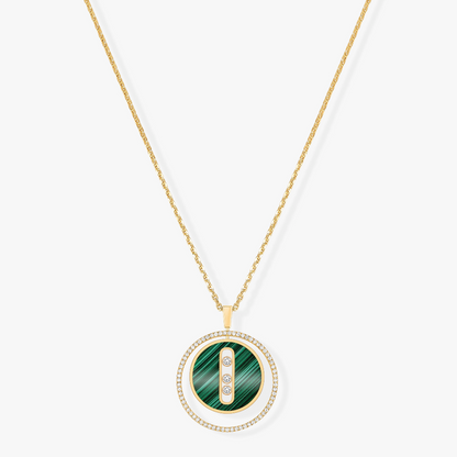 [Amore]LUCKY MOVE 3 DIAMOND MALACHITE GOLD DIAMOND NECKLACE