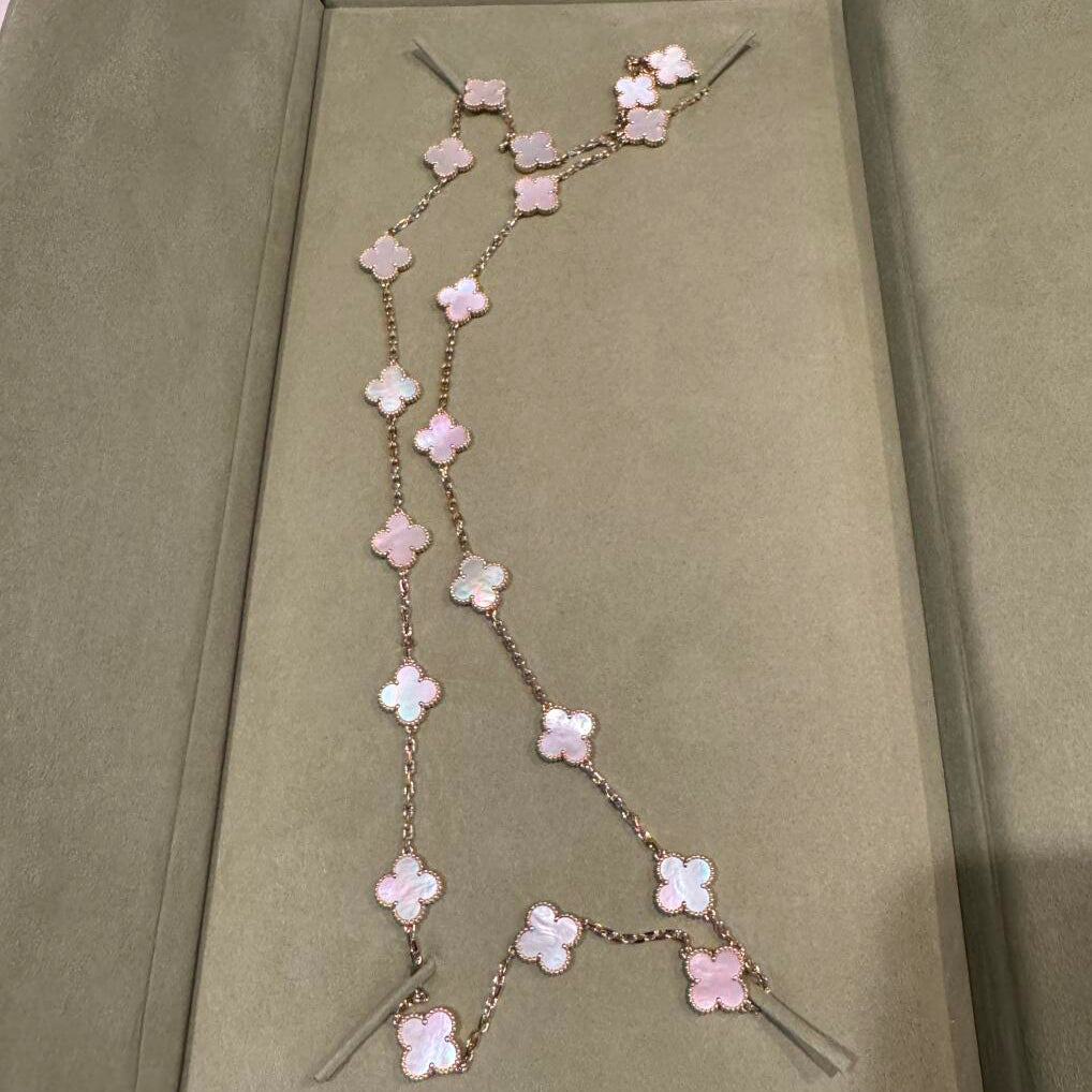 [Amore]CLOVER 20 MOTIFS PINK MOP NECKLACE