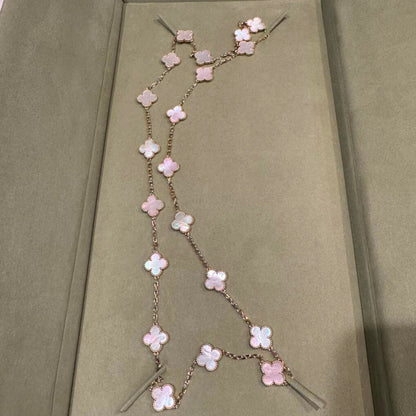 [Amore]CLOVER 20 MOTIFS PINK MOP NECKLACE