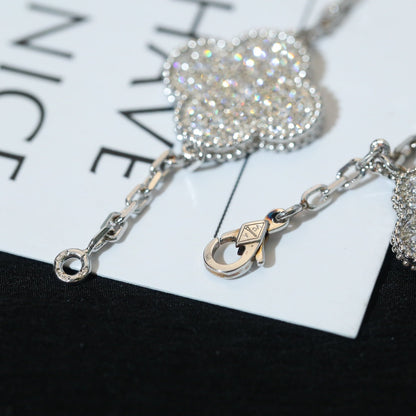 [Amore]CLOVER BRACELET 5 MOTIF SILVER DIAMOND PAVED