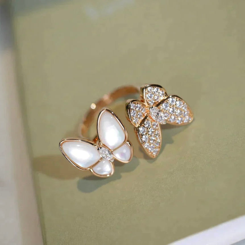 [Amore]TWIN BUTTERFLY DIAMOND MOP RING