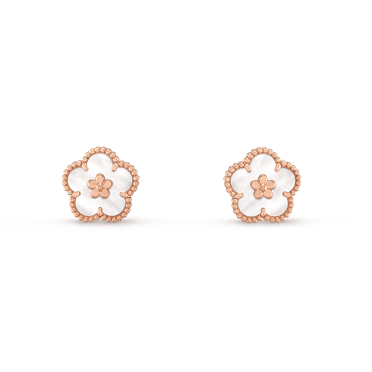 [Amore]LUCKY PINK GOLD WHITE MOP EARRINGS