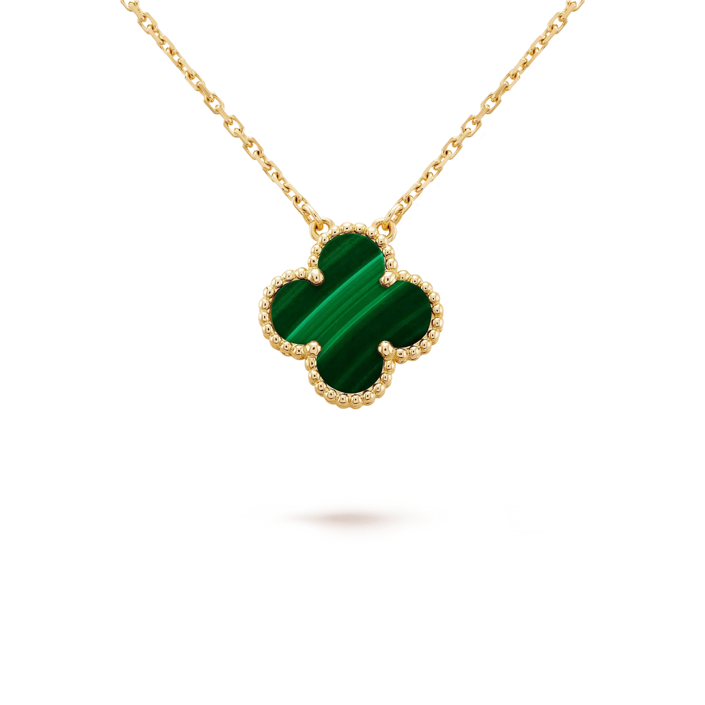 [Amore]CLOVER 15MM MALACHITE SINGLE FLOWER  NECKLACE