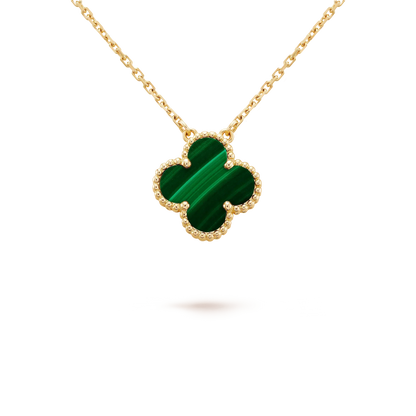 [Amore]CLOVER 15MM MALACHITE SINGLE FLOWER  NECKLACE