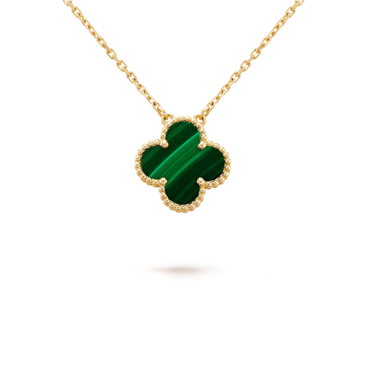 [Amore]CLOVER 15MM MALACHITE SINGLE FLOWER  NECKLACE