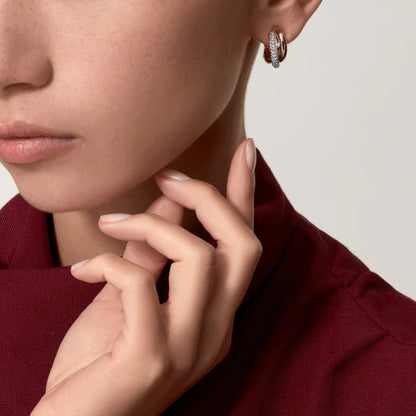 [Amore]TRINITY HALF DIAMOND  CLASSIC EARRINGS