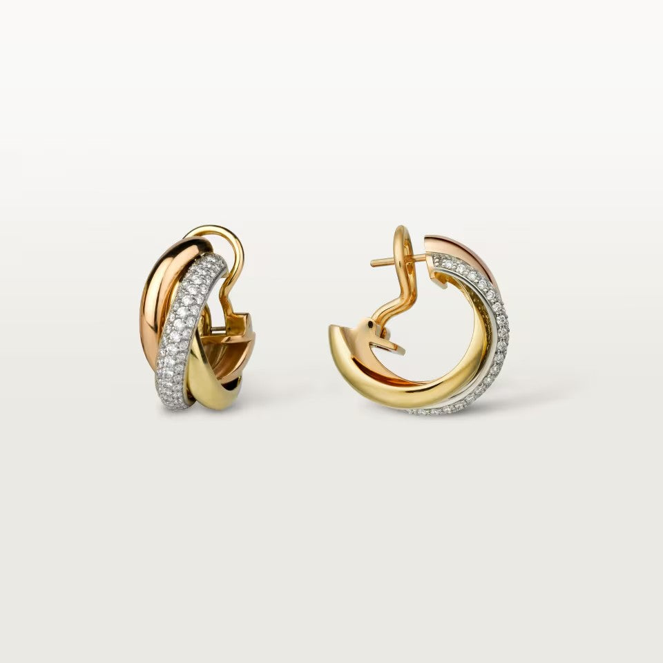 [Amore]TRINITY HALF DIAMOND  CLASSIC EARRINGS