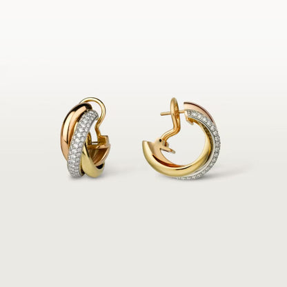 [Amore]TRINITY HALF DIAMOND  CLASSIC EARRINGS