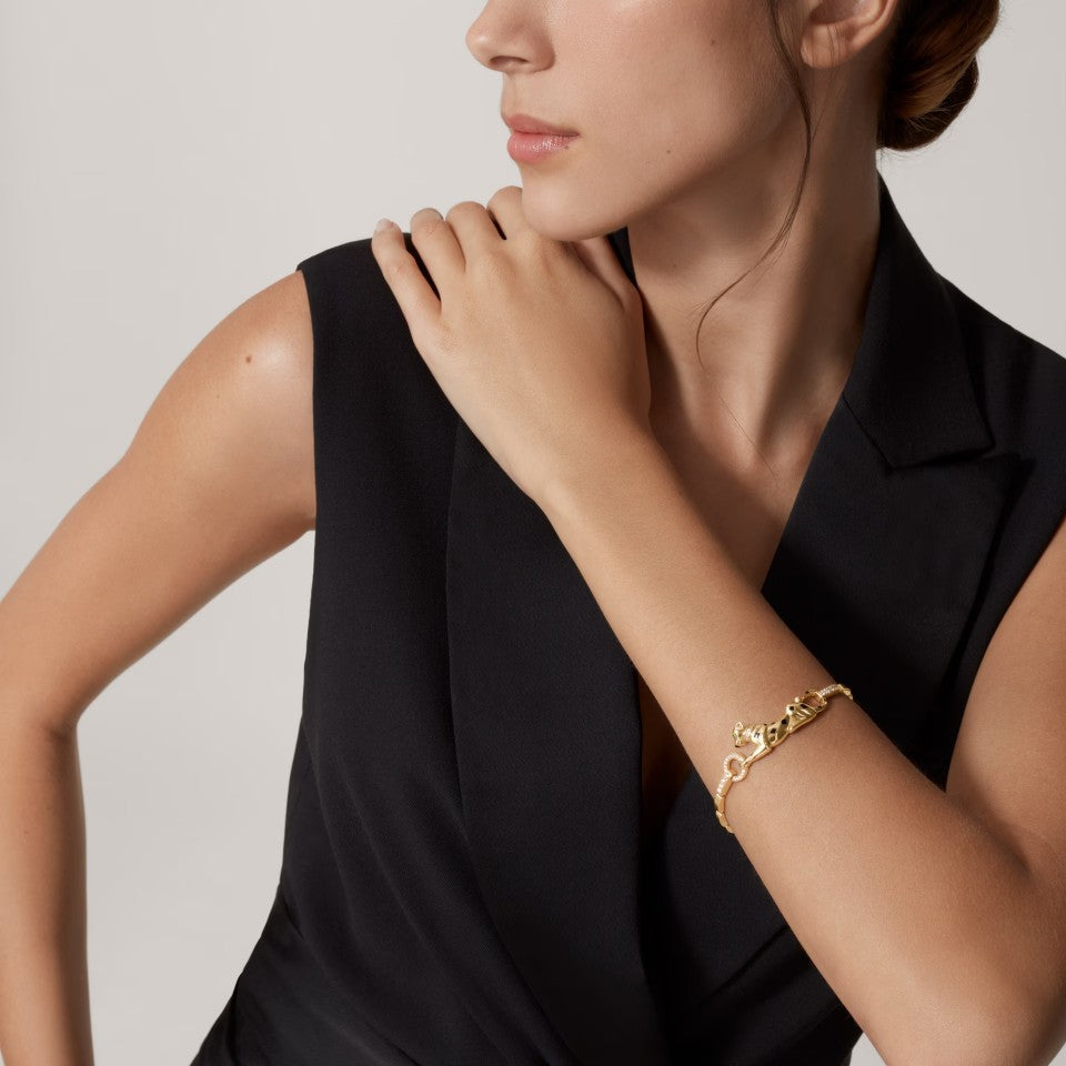[Amore]PANTHERE HALF DIAMOND ON CHAIN BRACELET