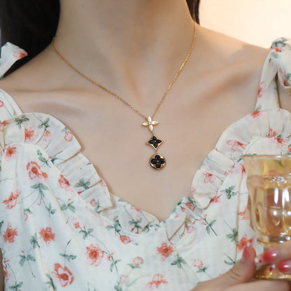 [Amore]STAR AND SUN ONYX PINK GOLD NECKLACE